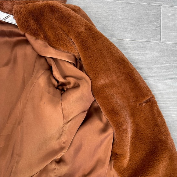 Free People Kate Faux Fur Coat in Terracotta Oversized Chunky Teddy Jacket S - Picture 15 of 16